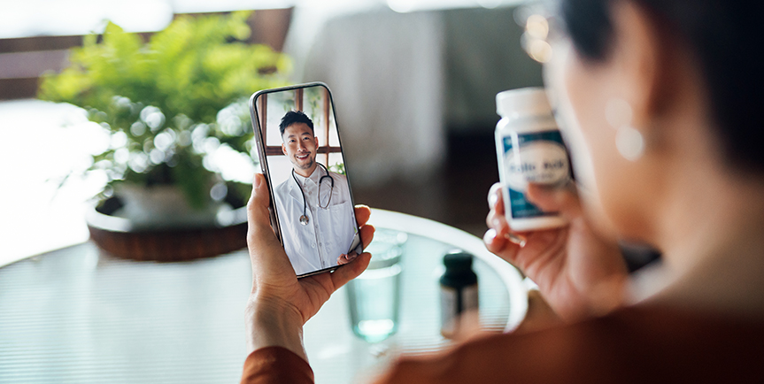 Patient discussing medications with a physician during a Telehealth visit